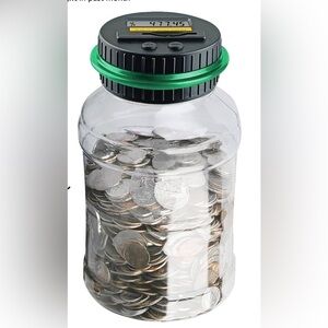 Digital Coin Counting Jar with Green Lid